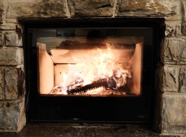 istock Horizontal image of a chimney fire in a house. 1451729000