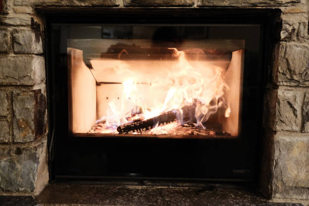 istock Horizontal image of a chimney fire in a house. 1451729100