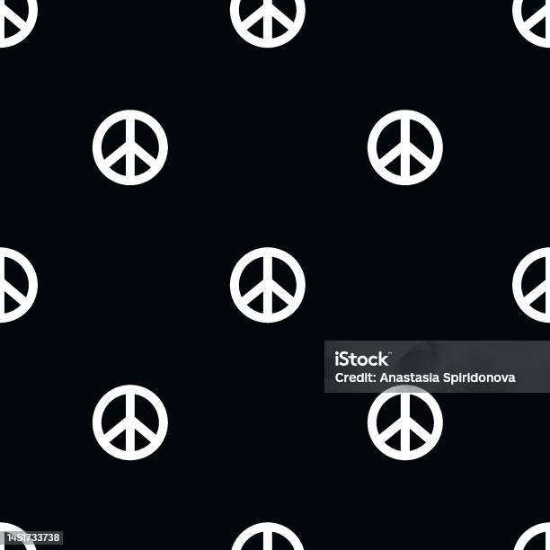Vector Flat Hand Drawn Seamless Pattern With Pacific Peace Symbol Flat ...