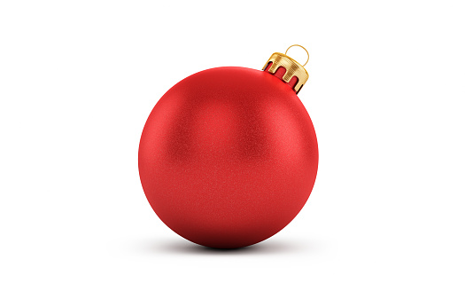 Three Christmas red baubles isolated on a white background