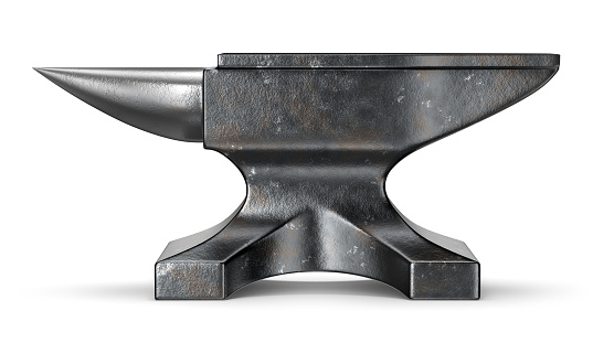 Old metal blacksmith anvil isolated on white background. 3D illustration