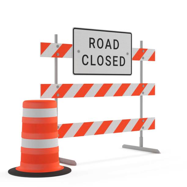 istock 3D rendering illustration of a road closed sign isolated on a white background 1451751969