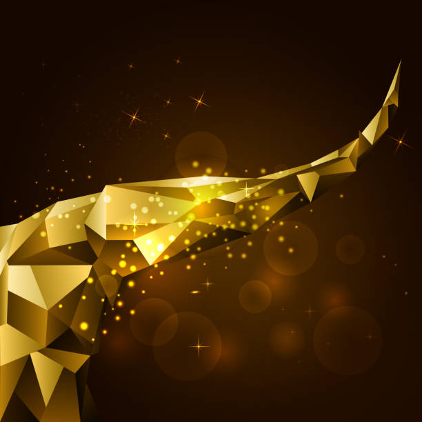 istock Low poly style shined golden curle shape background with sparkles and glitters. 1451755429