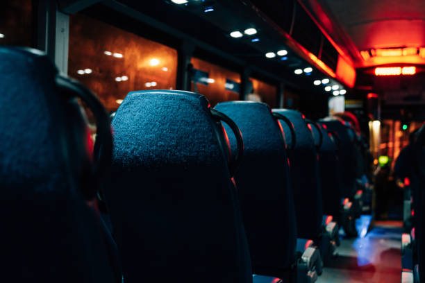 istock Interior view of a bus at night 1451755540