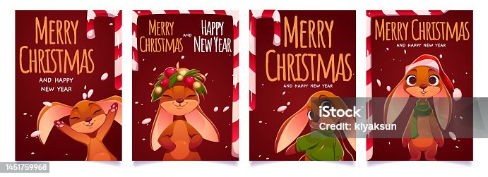 istock Set of Merry Christmas and New Year card templates 1451759968