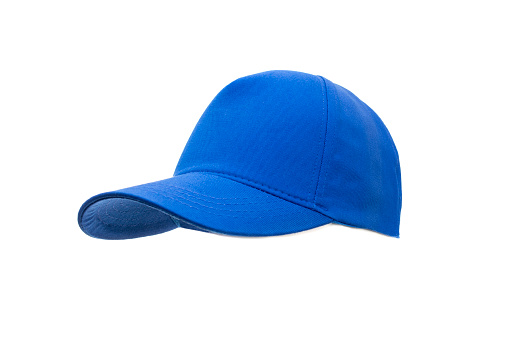 Blue blank uniform cap isolated on white background
