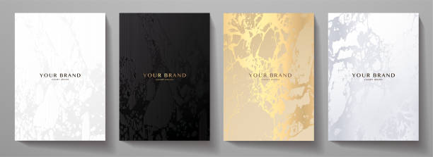 modernes cover-design-set. luxus schwarz, silber, goldener hintergrund mit abstraktem muster - silberfarbiger hintergrund stock-grafiken, -clipart, -cartoons und -symbole