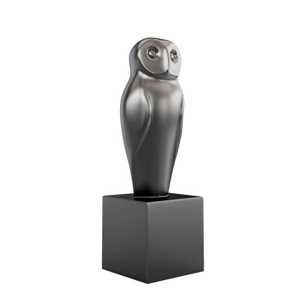 3D rendering illustration of an owl statue isolated on a white background