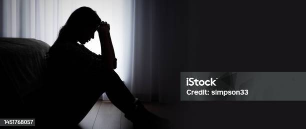 Depressed Woman Sadness And Headache Concept Stock Photo - Download Image Now - Depression - Sadness, Sadness, Loneliness