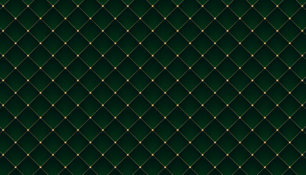 마름모 짙은 녹색 색상 패턴 배경입니다. 초대장 벽지를 위한 빈티지 가죽 질감이 있는 고급 템플릿입니다. - leather textured backgrounds textile stock illustrations