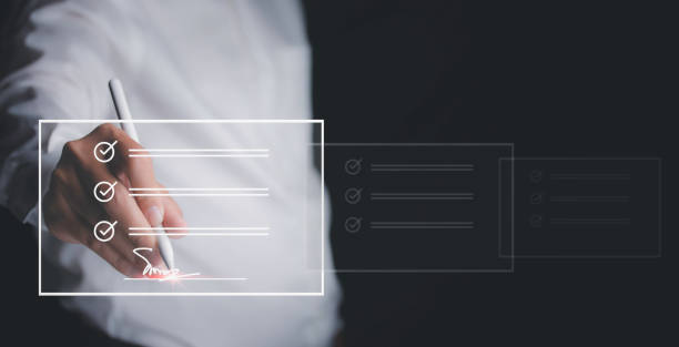 istock Electronic signature and paperless office concept. 1451777806