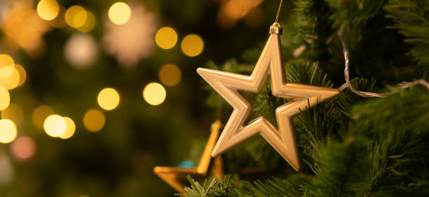 istock Focus on star at Christmas tree on New Year's Day 1451779258