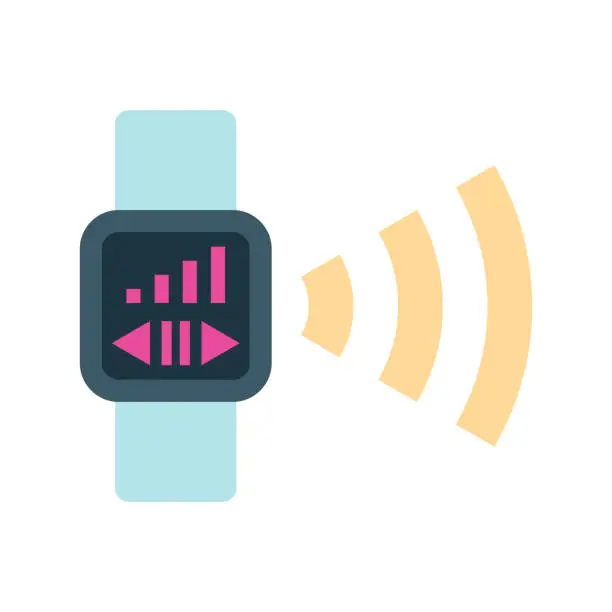 Vector illustration of Music control via smart watch