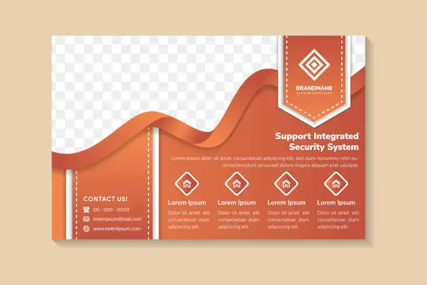 Vector illustration of Support integrated security system flyer design template use horizontal layout.