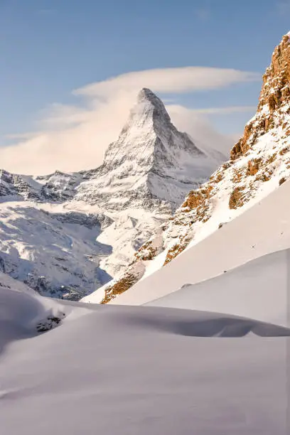 Matterhorn from Zermatt in winter