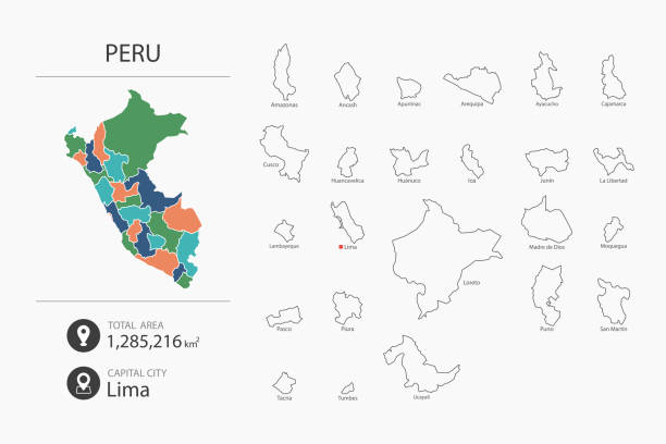 Map Of Peru With Detailed Country Map Map Elements Of Cities Total Map Of Peru With Detailed Country Map Map Elements Of Cities Total Areas And Capital 