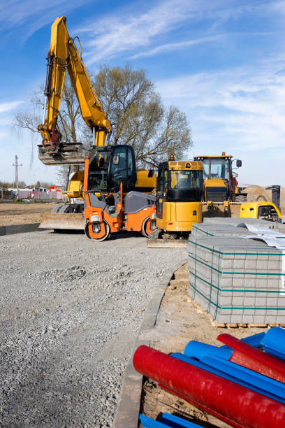 istock Construction machinery at the construction of a local road 1451799050