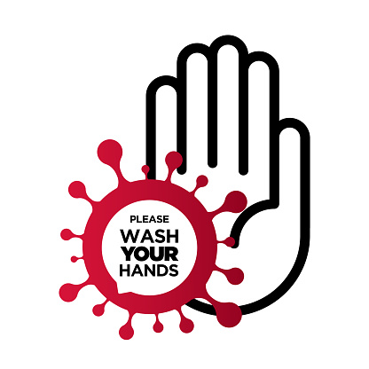 Wash your hands. Warning sign about coronavirus or covid-19 vector illustration.