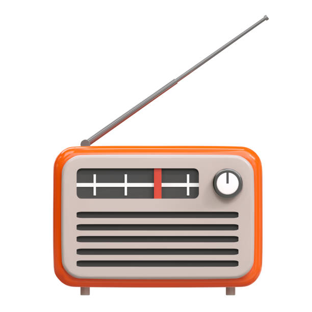 illustrations, cliparts, dessins animés et icônes de 3d réaliste orange ancien récepteur de tuner radio rétro vintage. journée mondiale de la radio. illustration vectorielle de style bande dessinée isolée sur fond blanc - radio haute fréquence