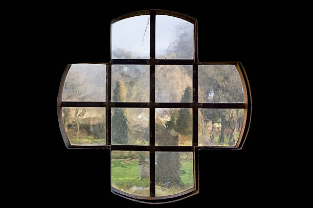 istock Cross window in an abbey 145182063