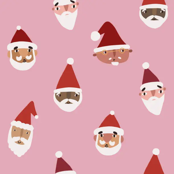 Vector illustration of Seamless pattern with Santa Claus