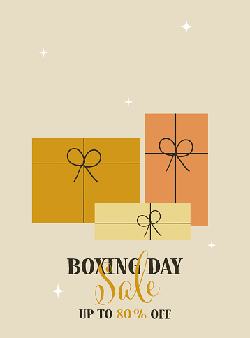 Background with christmas gifts. Happy Boxing Day. Flat design.