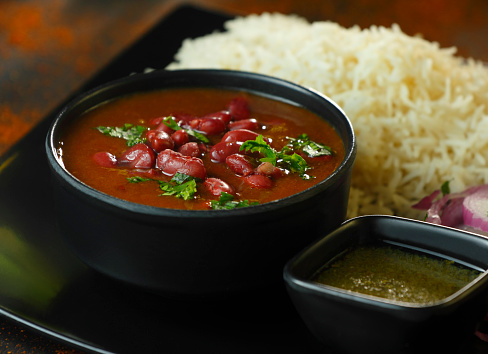 Rajma chawal- typical north Indian main course, kidney bean curry and boiled rice