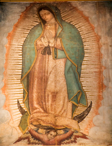 Virgin Mary Guadalupe Painting which was revealed by Indian Peasant Juan Diego in 1531 to Catholic Bishop, Shrine of the Guadalupe, Mexico City