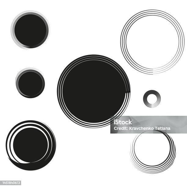 Line Rounded Texture Circles Of Lines Geometric Texture Round Shape Vector Illustration ...