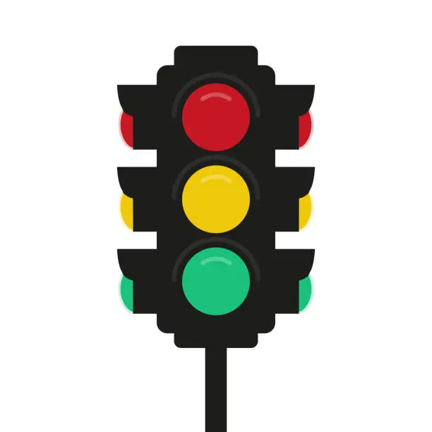 Vector illustration of Red traffic light icon.