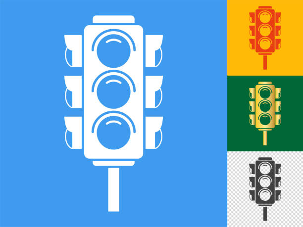 Red traffic light icon. Vector illustration in HD very easy to make edits. blue yellow lights stock illustrations