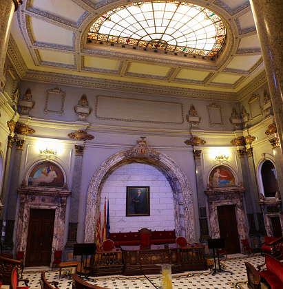 This photo was taken inside the City Hall of Valencia, Spain.