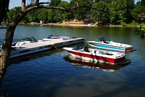 Boats at dock stock photo