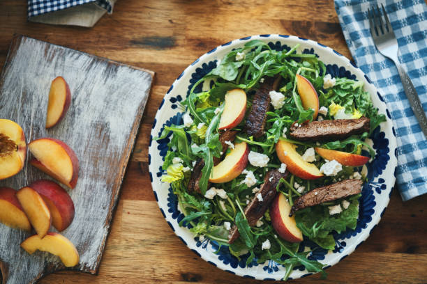 istock Arugula Salad with Roasted Steak and Peaches 1451853612