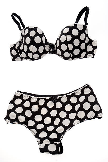 istock Black and white spot bra with panties 145185448