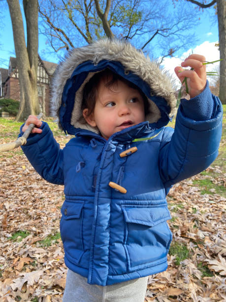 istock Toddler walking among falling leaves in autumn 1451855065