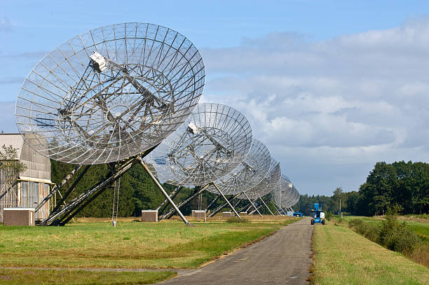 istock Eleven Radio Telescopes in a row 145185743