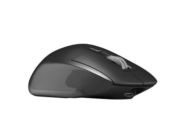 istock 3d illustration of black wireless laptop mouse on white background no shadow 1451858570