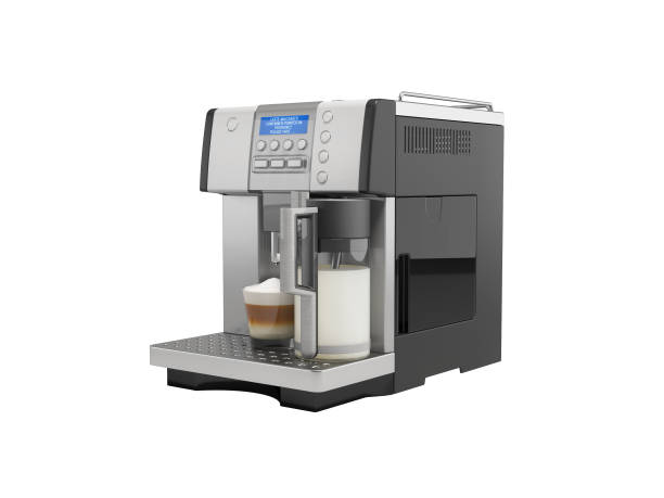istock 3d illustration of professional automatic coffee machine with cappuccino machine for making coffee drinks on white background  no shadow 1451858809