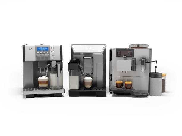 istock 3d illustration of group of professional coffee machines for different coffee drinks on white background with shadow 1451860861