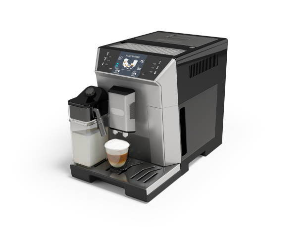 istock 3d illustration of touch screen coffee machine with cappuccino machine for coffee drinks front view on white background with shadow 1451861684