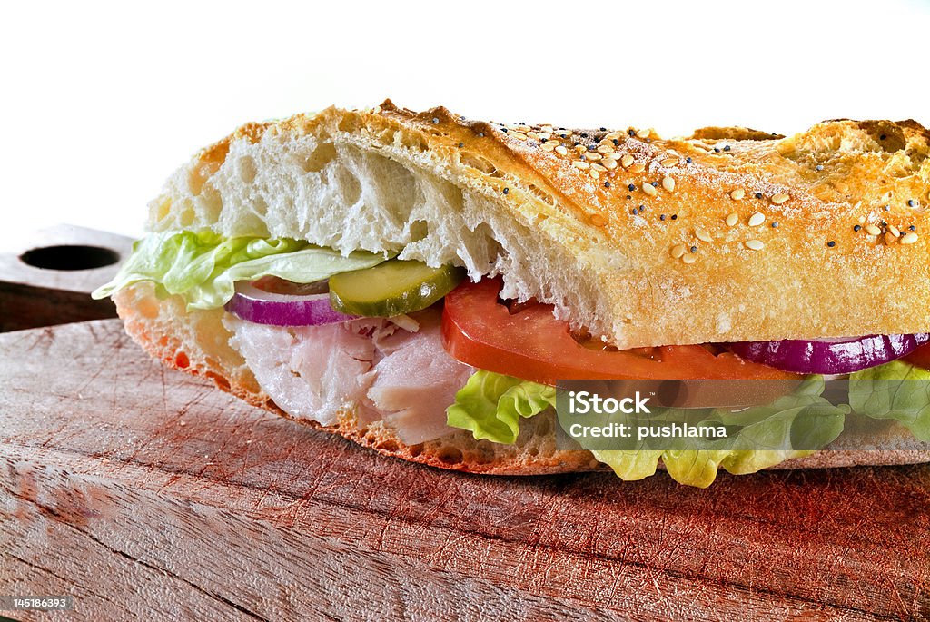 Detalhe de sanduíche de presunto - Foto de stock de Alface royalty-free