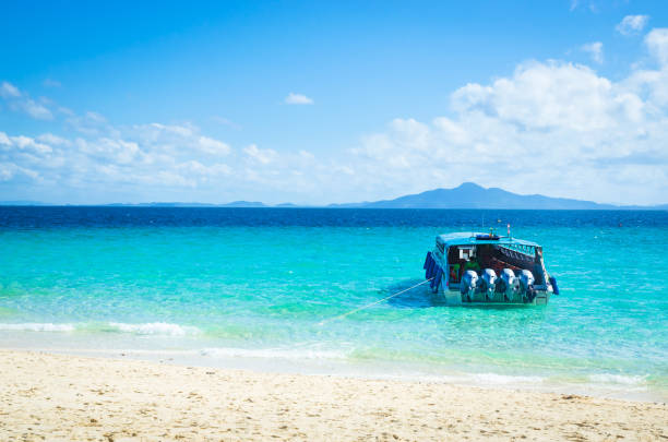 istock Traditional longtail boats near beautiful tropical island Ko Phi Phi, Thailand 1451863932