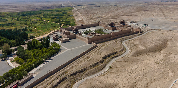 the first frontier fortress at the west end of the Ming dynasty Great Wall, near the city of Jiayuguan in Gansu province.
