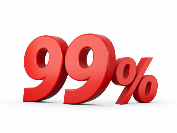 istock 3d Red 99% Ninety nine Percent Sign on White Background 3d illustration 1451871206