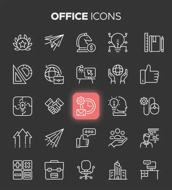 Vector illustration of Office Icons - Workplace, Business, Corporate and more symbols