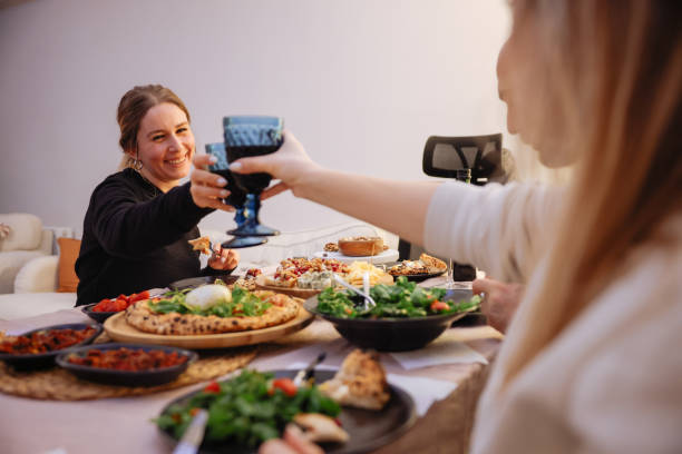 istock Family dinner for a celebration with red wine 1451878249
