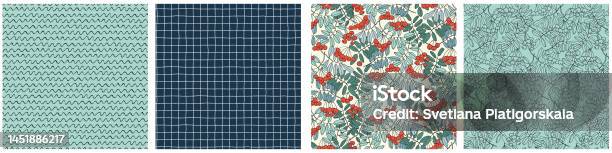 Tree Branch Repeating Pattern Seamless Repeating Patterns Set With Rowan Tree Branches And Ashberries ...