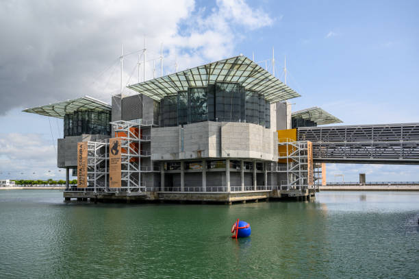 Lisbon, Portugal – September 03, 2020: The Lisbon Oceanarium with cloudy sky on the background