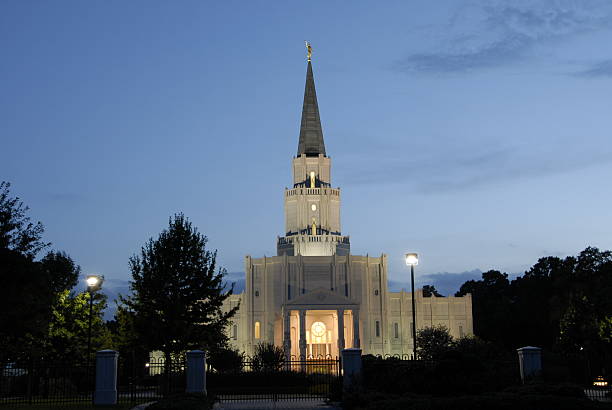 Beautiful Church at Dusk This is a Mormon Temple north of Houston, Texas photographed just as the sun was setting temple in houston stock pictures, royalty-free photos & images